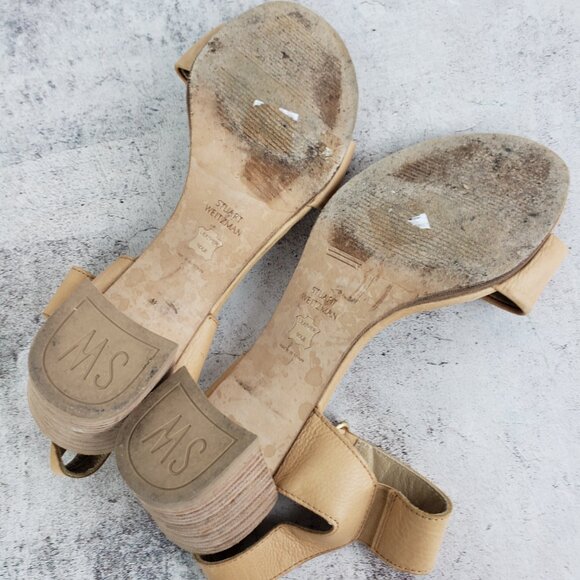Stuart Weitzman Broadband Leather City Sandal Ankle Strap Tan size 7.5M - Picture 12 of 16